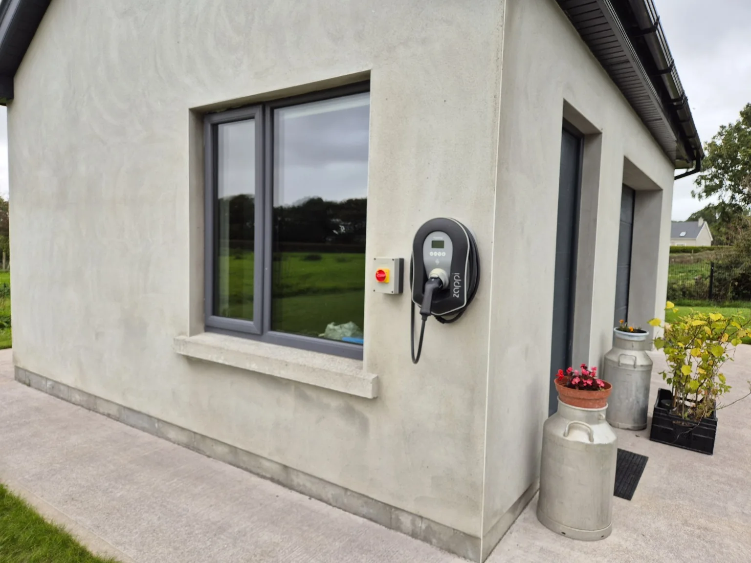 Close view of a professionally installed Zappi EV charger